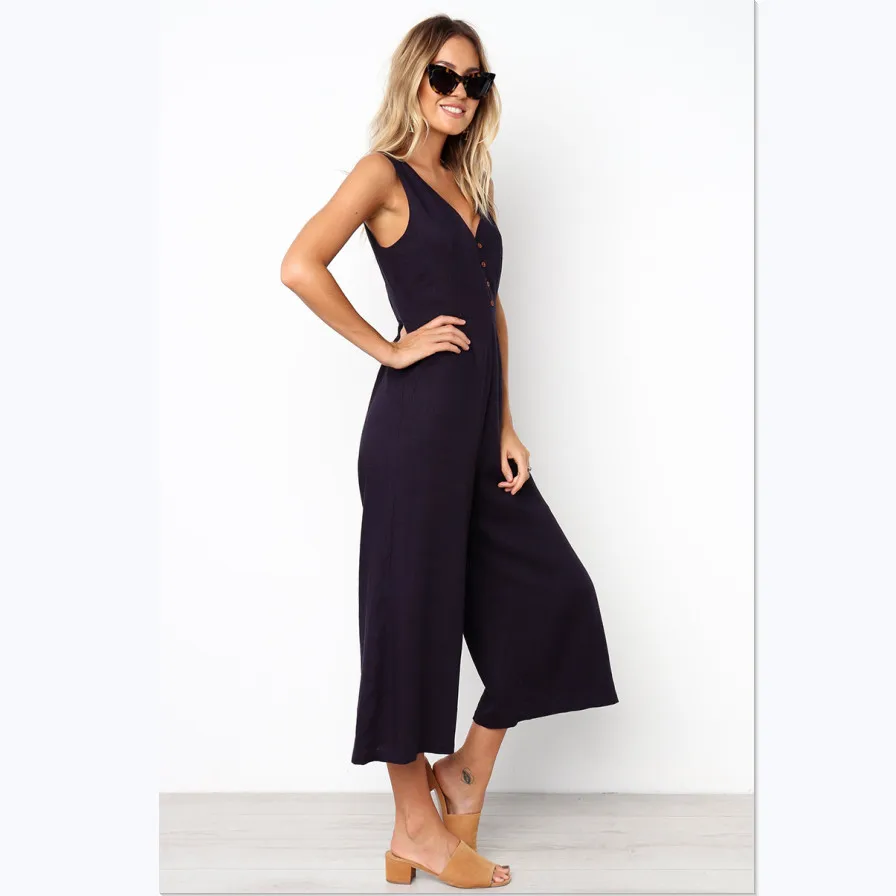 2019 New Lady Womens 3Color Cotton Causual Office Playsuit Deep V Neck Slim Solid Bodysuit Party