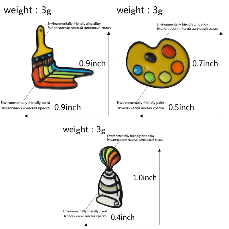 Инструменты рисования брошь для Для женщин Для мужчин палитра круглая щетка эмаль контакты художник джинсовая одежда мешок Знак броши для подарков ювелирные изделия