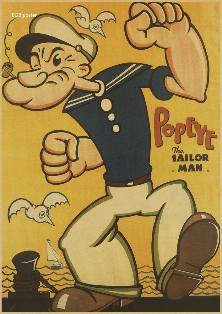 Popeye в морском стиле с Betty Boop плакат/Ретро Постер Мультфильма фильма/крафт-бумаги/ретро постер/детская комната, декоративный светильник