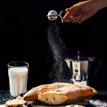 

Tea Infuser Stainless Steel Sphere Mesh Tea Strainer Herb Spice Filter Tea Ball Clip-on Round Flour Sieve Hand-held Powder Sieve