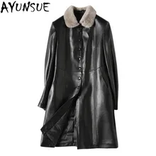 AYUNSUE Plus Szie 4XL куртка из натуральной кожи для женщин из овчины кожаные пуховики женская натуральная Шуба из норкового меха