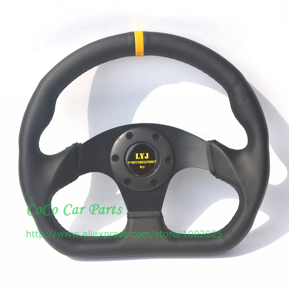 D shape car steering wheel 320mm leather (3)