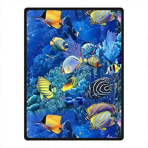 Custom Blanket Needyou Tropical Fish Fleece Throw Blanket Fleece 58" x 80" Outdoor Indoorin