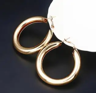 

Gold Silver Hoops Earrings Minimalist Thick Tube Round Circle Rings Earrings For Women earrings fashion jewelry Charms Trendy