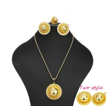 Tamaño grande/Ethiopian nupcial Pendiente de La Joyería/Collar/Anillo de oro de Plata chapado en oro Africano fija/Nigeria/el sudán y Eritrea/Kenia/de La Boda