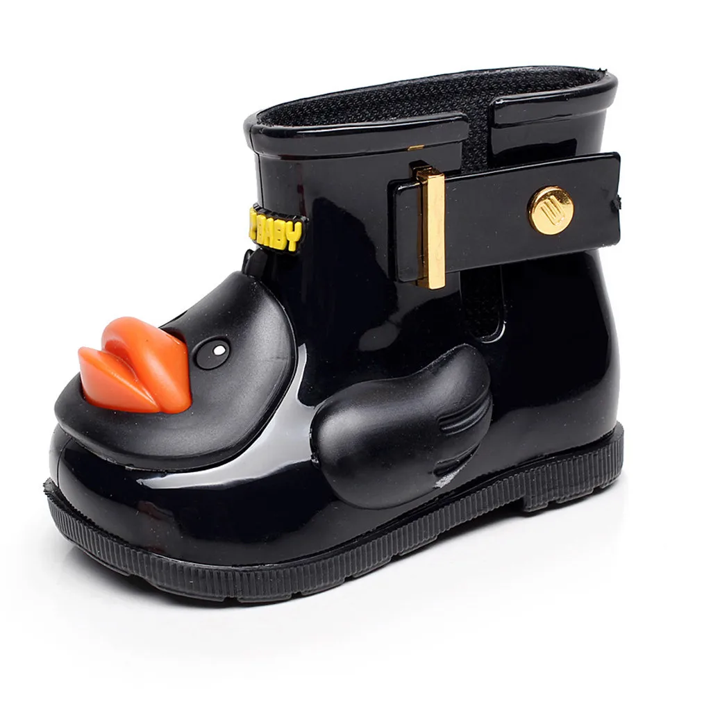 Маленькие Резиновые сапоги с желтой уткой; детская обувь; непромокаемые сапоги для маленьких детей; нескользящая обувь для дождливой погоды с изображением утки из мультфильма; галоши