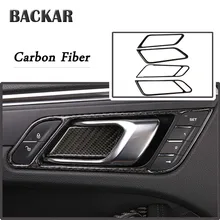 Задник авто внутренняя дверь чаша границы углеродного волокна рамка дверной ручки наклейки для Porsche Macan аксессуары