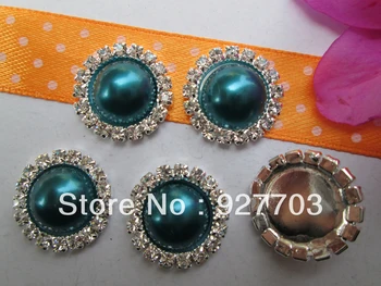 

(CM351 17mm)50 X Round Flatback Dark Green Pearl Rhinestone Embellishments Without Shank