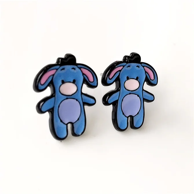 IVYYE Piglet eeyore Мода Аниме Сережка с героями мультфильмов милые серьги-гвоздики с животными для женщин девочек Дети Ювелирные изделия Рождество подарок - Окраска металла: see chart