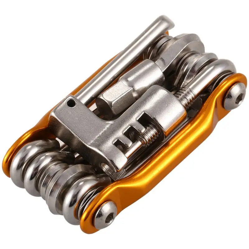 Best 11 in 1 Mini Bicycle Repairing Tool Set Screwdriver + Socket Head Wrench + Chain Cutter Portable Multitool