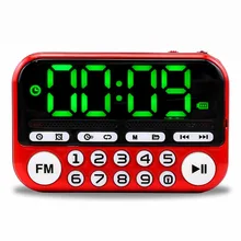 Ausuky портативный мини fm-радио динамик музыкальный плеер TF карта USB для ПК iPod Телефон с светодиодный дисплей танцы HiFi Будильник-25