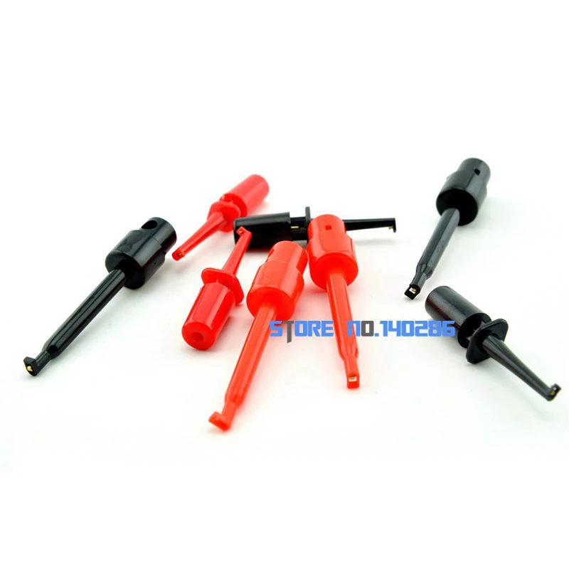 

100pcs/lot New Electronic hook Clip Grabbers Test Probe Hook-style test clip Test hook small size red black color