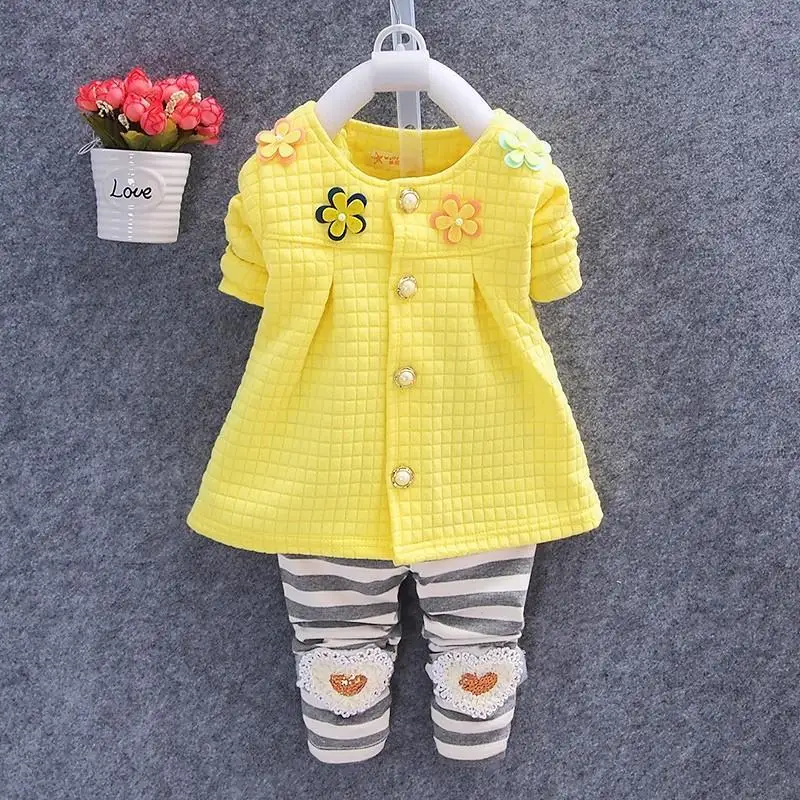2018 Spring Newborn Baby Girls Clothes Set Cotton Full Sleeve Flowers