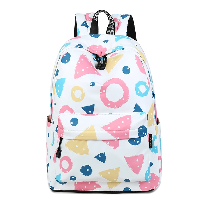 

Fashion Waterproof Polyester Women Backpack Personalized Printing Lady Knapsack Large Capacity Travel Geometric Bookbags 9127