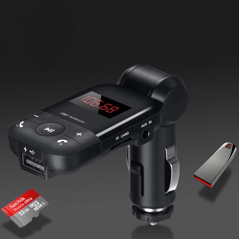 USB Charger Fm Transmitter Bluetooth Car Handsfree Aux LCD Display Audio Mp3 Player Wireless Fm Transmitter Aux Modulator