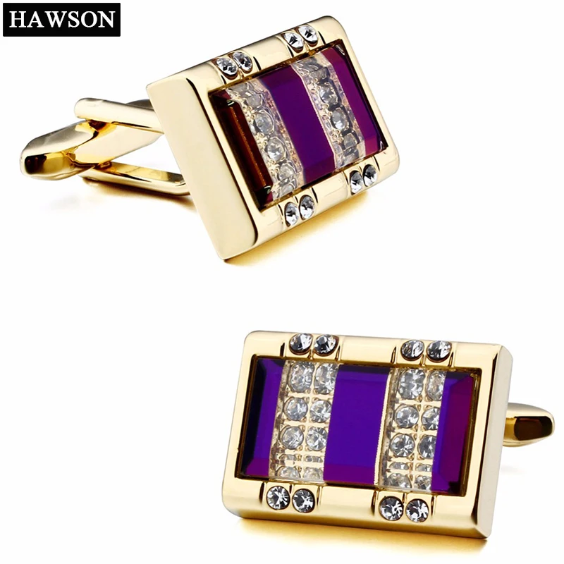 Buy HAWSON Luxury Cuff links Gold Color Purple