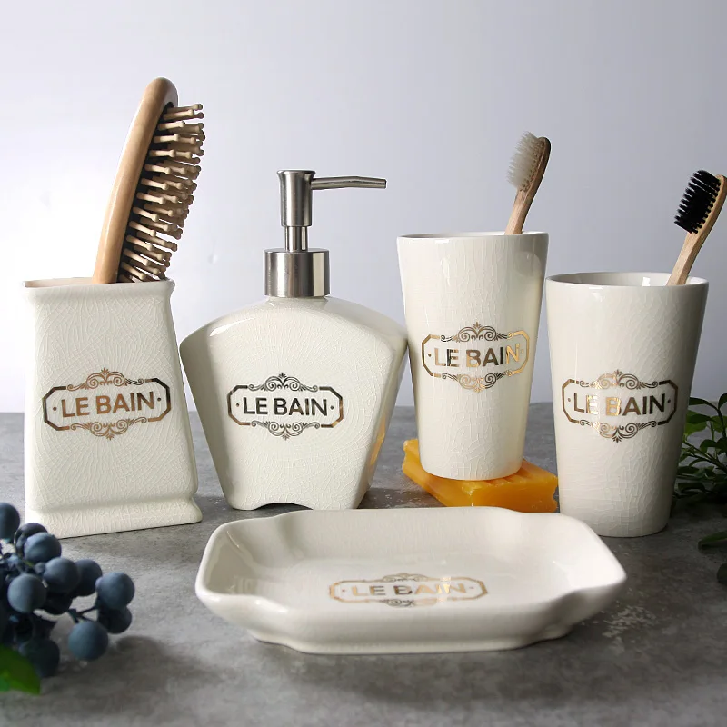 ghiaccio set da bagno in ceramica cinque pezzi di accessori da bagno moda moderna bagno decor