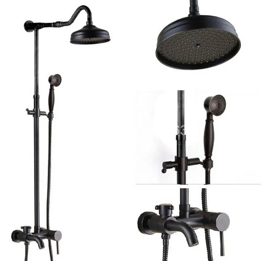 

Brass Black Oil Rubbed Bronze Bathroom Rainfall Bathtub Shower Mixer Tap Faucet Single Handle Wall Mounted ars623