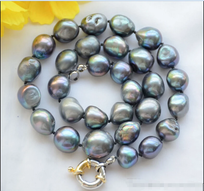 

Z6463 Huge 16mm black baroque freshwater cultured pearl necklace 17inch