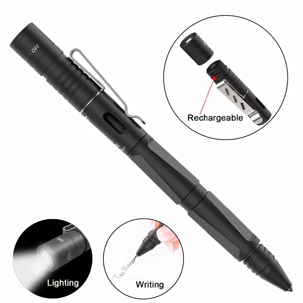 

WUBEN Pen Light Portable LED Flashlight Multifunctional Tactical Self-defense Lantern USB Rechargeable Torch Cree XP-G2 TP10L-DG