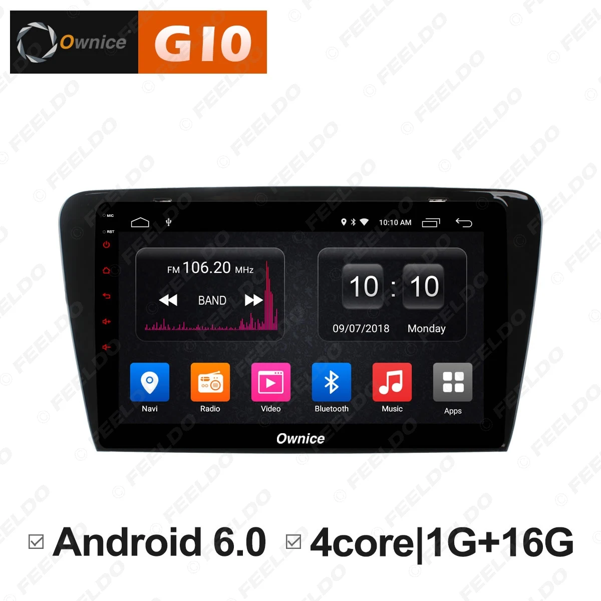 Top FEELDO  10.1 " Android 6.0 4-Core/DDR3 1G/16G/Support 4G Dongle Car Media Player For Octavia 2014-2017 (Octavia A7) 0