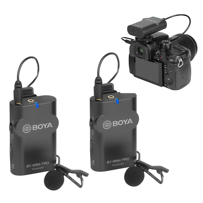 BOYA BY-WM4 Pro беспроводной микрофон для DSLR камеры телефонов системы передатчики двухканальный петличный микрофон Lavalier Mic