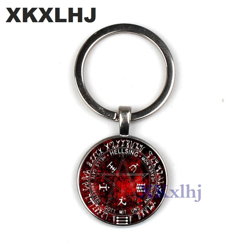 

XKXLHJ hot! 1 piece Hellsing Inspired Keychain Glass Beveled Keychain Jewelry