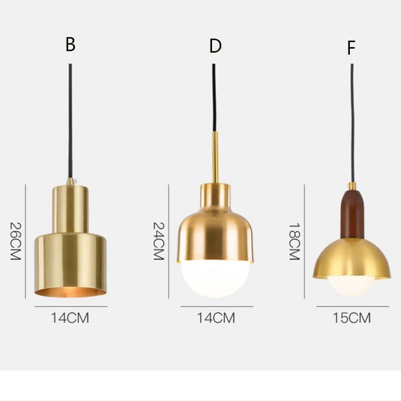 Nordic простой латунь одна осветительная головка, E27 подвесная Светодиодная лампа в простом стиле для гостиной, спальни, прикроватная ванная комната Кабинет Коридор, ресторан гостиничном номере