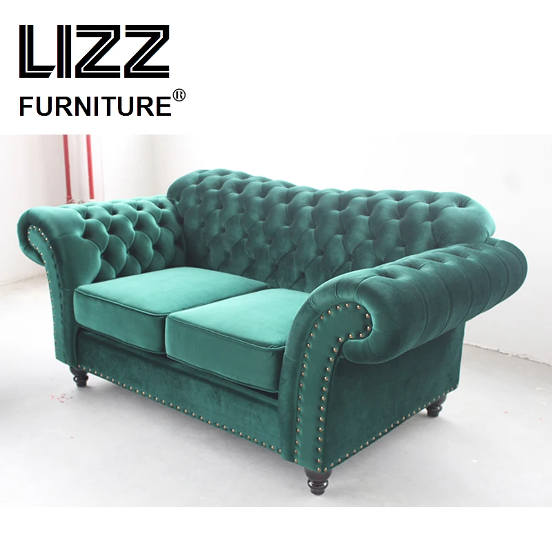 Lizz Europe Style Divani Button Tufted Sofa Sets Luxury Furniture Set Fabric Sofas For Living Room