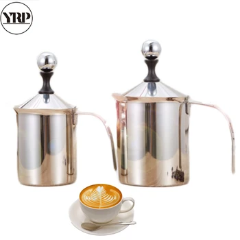 

YRP 400/800ML Double Mesh Stainless Steel Coffee Foam Maker Milk Jugs Frother Milk Creamer Cappuccino Barista Kitchen Tools