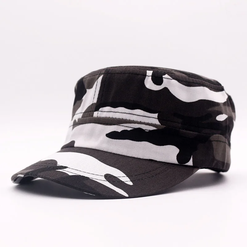 Классическая камуфляжная кепка с Фибоначчи на весну и лето, военная Кепка для мужчин и женщин, камуфляжная бейсболка с регулируемым плоским верхом - Цвет: Белый