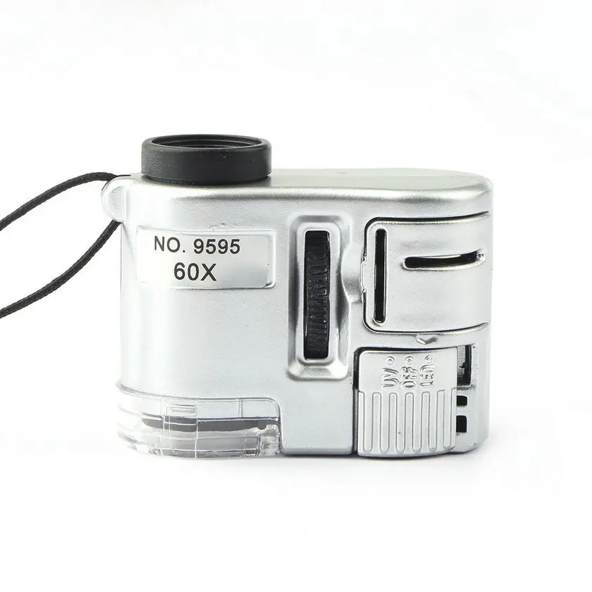 

Brand New Mini Lens 60X Pocket Magnifier Microscope With LED Light Jewelry Jeweler Loupe Currency Dectector