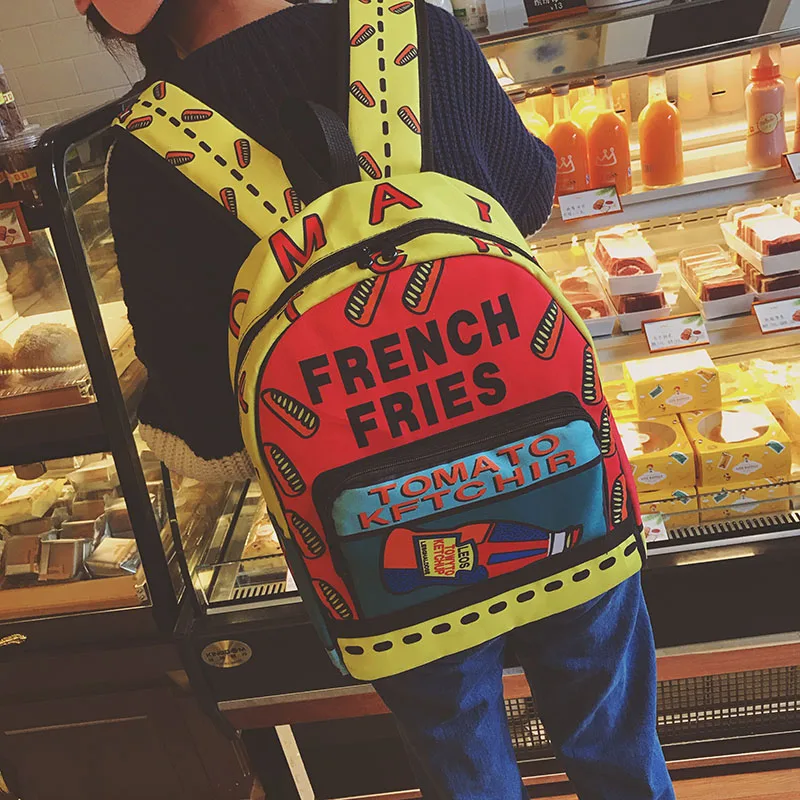 

DUMI Canvas Backpack all-match campus high school students personality female Korean Harajuku Backpack Bag