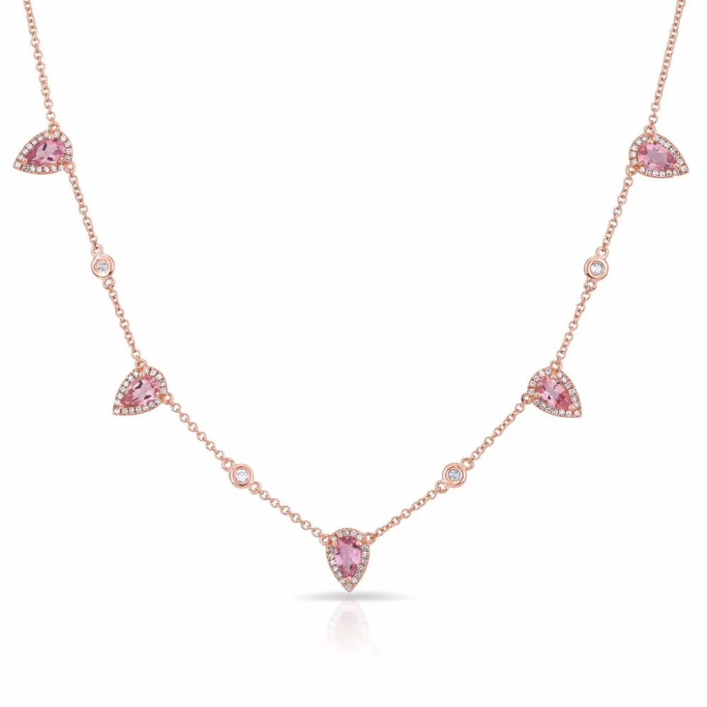 Новая Мода Boho tear drop cz звено цепи из бисера розового золота цвет ожерелье s высокое качество AAA cz камень ожерелье для девочки подарок