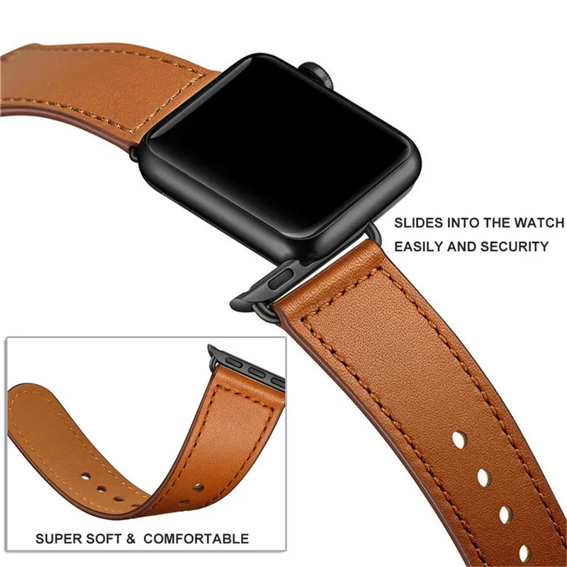 Коричневый ремешок из натуральной кожи для Apple Watch 4 3 2 1 38 мм 40 мм, VIOTOO мужской кожаный ремешок для iwatch 4 44 мм
