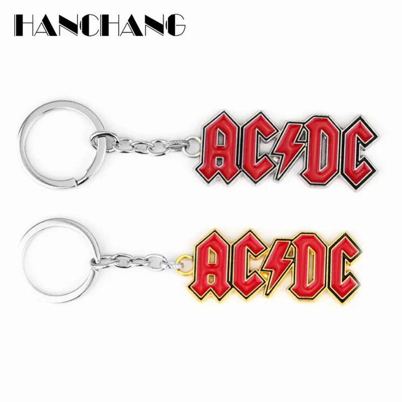 Горячая Рок Музыкальная Группа AC/DC ACDC красный логотип брелок для ключей Модные женские мужские аксессуары металлический брелок с буквами