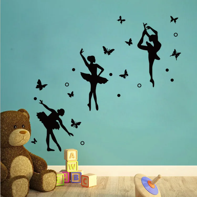 ballet girls butterfly dancing room decoration gymnastics wall