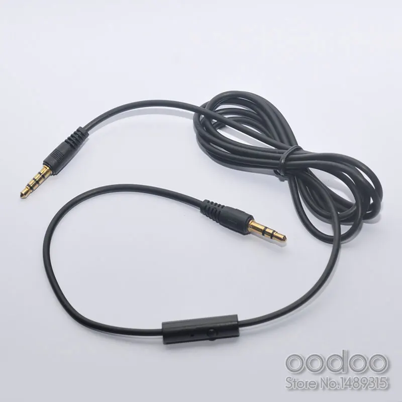 3.5mm Aux Cable Jack to Jack with microphone MIC control talk Gold