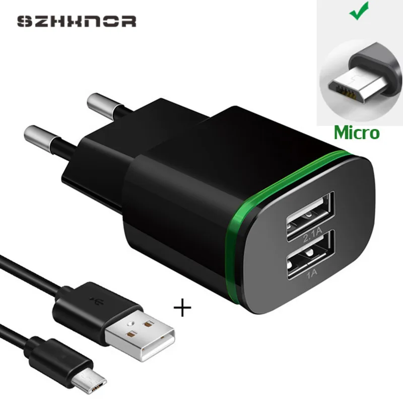 

EU USB Charger 2A Fast Charging + 1M USB Charge for xiaomi redmi 4X note 5 plus 5 note 5a Leagoo M9 Blackview BV6000 Oukitel C8