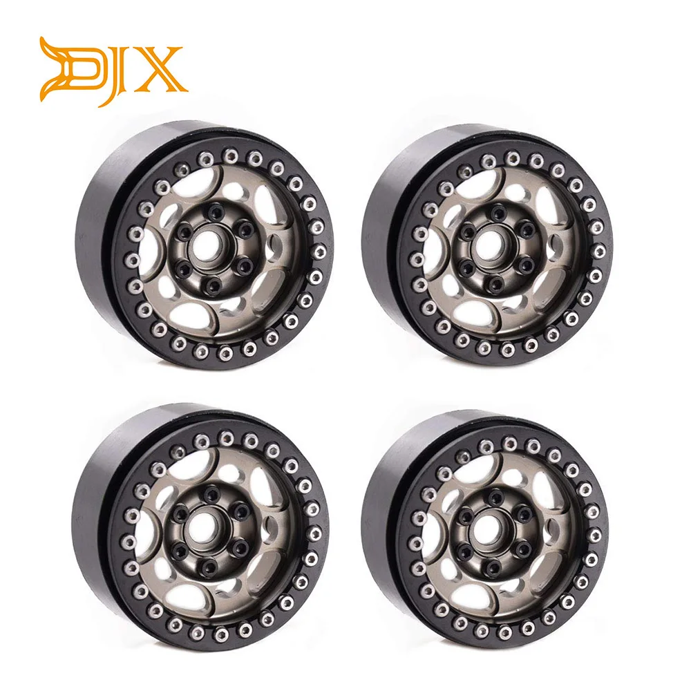 

4PCS Metal 1.9" Heavy Duty Beadlock Wheel Rims for 1/10 RC Crawler Axial Scx10 II D90 TRX-4 Tamiya CC01 D110(Titanium+Black)