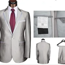 Портной, высокое качество, 2 шт./партия, мужские костюмы, серебристые, с острым углом, на одной пуговице, Terno Masculino, официальные, свадебные, вечерние, выпускные