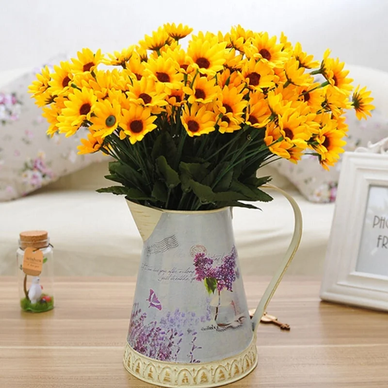 

High quality 7 Head and 14 Head Fake Sunflower Artificial Silk Flower Bouquet Home Decor Hot bloemen decoratie