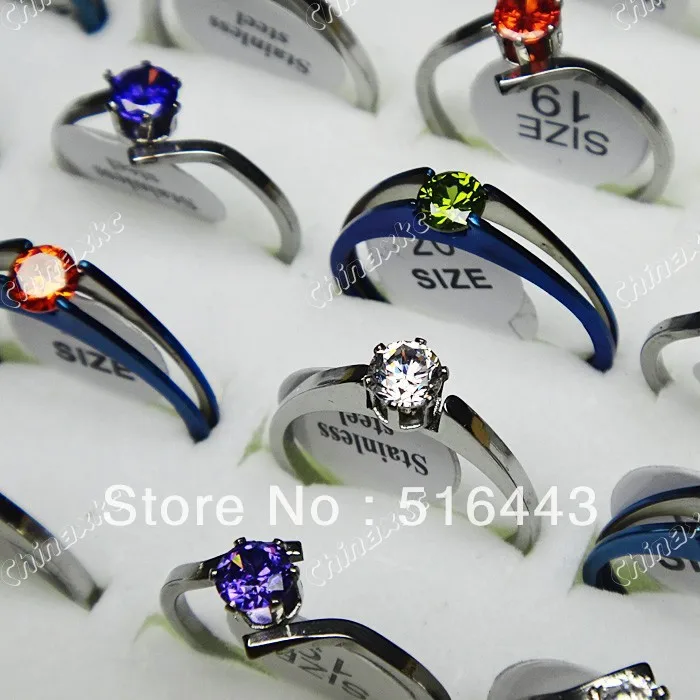 

Mix Style 10pcs Cubic Zircon Women Fashion Top Stainless Steel Rings Wholesale Jewelry Lots