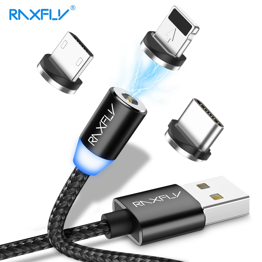 

RAXFLY Magnetic Charge Cable For iPhone Nokia 7 8 6 X XS Plus Magnet Lighting to USB Charging Wire Micro USB Cord Type C Cable