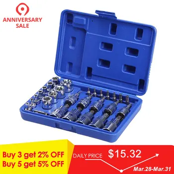 

29Pcs 1/4 3/8 1/2 Torx Star Socket Bit Set of Tools Male Female E & T Sockets with Torx Bit Wrench Car Repair Tool Set Dropship