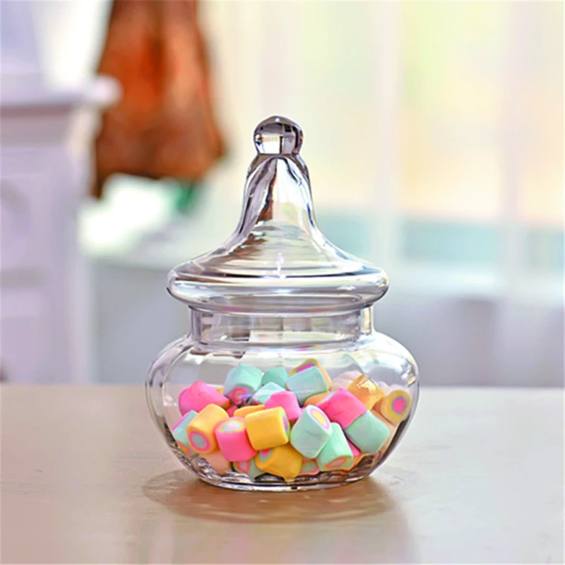 الإبداعية شفاف دورق سكاكر زجاجي زجاجات واقية من الغبار مع غطاء ديكور الحرف الحلوى حامل تخزين خزان زهرية لوازم الزفاف
