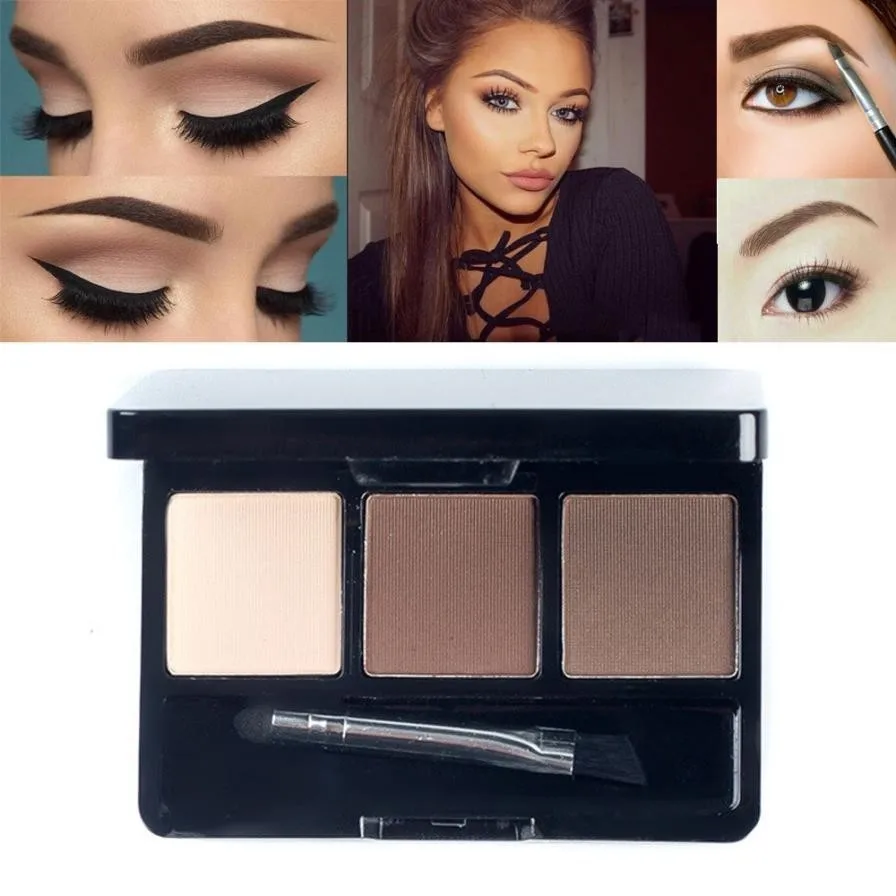 

Waterproof Eyebrow Powder Palet Three Color Long Lasting Women Cosmetic Eye Brow Shading Powder Makeup Kit 2018