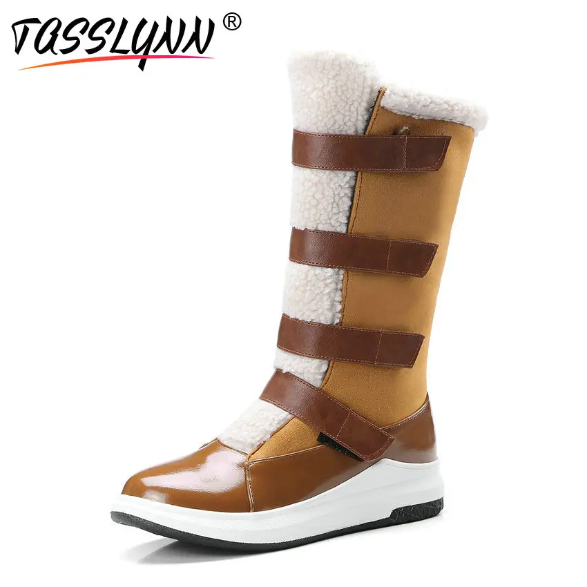 TASSLYNN 2018 Warm Snow Boots Women Round Toe Mid-calf Boots Hook Loop Autumn Shoes Med Heels Ladies Winter Boots Women 34-43 TASSLYNN 2018 Warm Snow Boots Women Round Toe Mid-calf Boots Hook Loop Autumn Shoes Med Heels Ladies Winter Boots Women 34-43