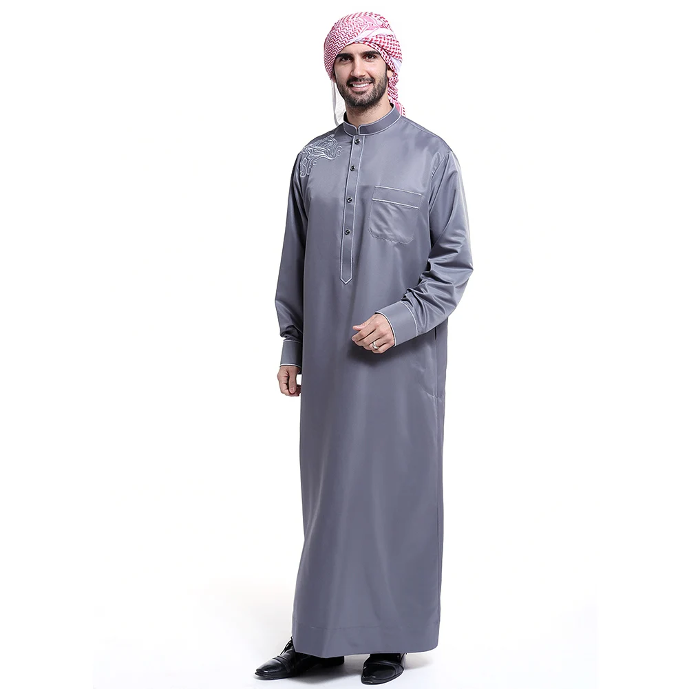 fashion muslim clothing men robes long sleeve embroidery pattern
