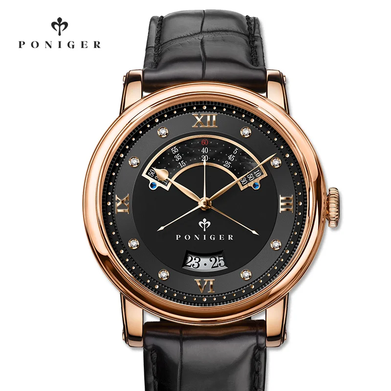 Switzerland Luxury Brand PONIGER Men's Watch Japan NH35A Automatic Mechanical MOVT Watches Men Double Dial Sapphire Clock P719-5 switzerland wolters kluwer bm2 6 ds r22 air conditioning and fluoride table double table group